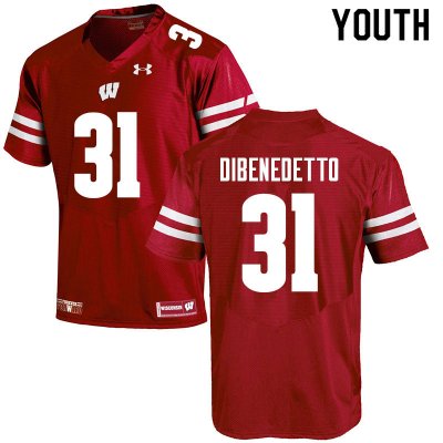 Youth Wisconsin Badgers NCAA #31 Jordan DiBenedetto Red Authentic Under Armour Stitched College Football Jersey ZJ31L75DH